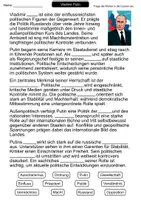 Vorschau - Arbeitsblätter - Vladimir Putin | Lückentext | Politik | Geschichte | Russland - Seite 1