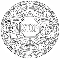 Vorschau - Mal- und Bastelvorlagen - Ausmalbild Konflikt Stopp Nein sagen - Deckblatt