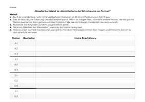 Vorschau - Arbeitsblätter - Stationsarbeit - Terme zusammenfassen / Termregeln - Deckblatt