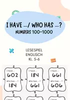Vorschau - Spiele - Numbers 100–1000: I have... Who has...? – Lesespiel Englisch - Deckblatt