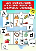 Vorschau - Arbeitsblätter - Sortierspiel Buchstaben lernen – Groß- & Kleinbuchstaben zuordnen | Anlaute & Sonderlaute - Deckblatt