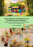 Vorschau - Mal- und Bastelvorlagen - einfache Osternestfiguren für Pappbecher Grußkärtchen Ostern Pinguin und neutral - Deckblatt