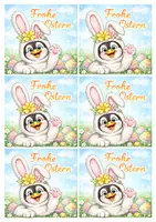 Vorschau - Mal- und Bastelvorlagen - einfache Osternestfiguren für Pappbecher Grußkärtchen Ostern Pinguin und neutral - Seite 1
