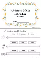 Vorschau - Arbeitsblätter - Ich kann Sätze schreiben - Im Frühling - Klasse 1/2 - Seite 1