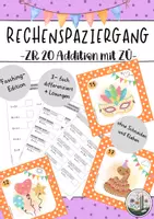 Vorschau - Arbeitsblätter - Materialpaket: Mathe- Spiele Fasching. Rechenspaziergang und Rechenpuzzles für Klasse 1. Addition mit und ohne ZÜ. - Seite 1