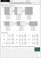Vorschau - Arbeitsblätter - Gleichnamige Brüche addieren (Addition von gleichnamigen Brüchen) - Arbeitsblatt mit Lösungen - Seite 2