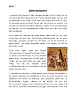 Vorschau - Arbeitsblätter - Schneewittchen – Märchentext mit Aufgaben - Deckblatt