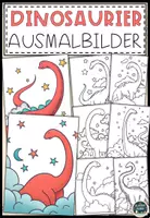 Vorschau - Mal- und Bastelvorlagen - Lustige Dinosaurier Ausmalbilder - Deckblatt
