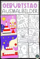 Vorschau - Mal- und Bastelvorlagen - Geburtstag Malvorlagen, Schleichdiktat, Lesemalblatt Materialpaket - Seite 1