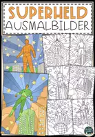 Vorschau - Mal- und Bastelvorlagen - Superheld-Ausmalbilder zum kreativen Ausmalen - Deckblatt