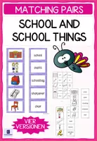 Vorschau - Spiele - Matching Pairs: School and School Things (Game - Finding Pairs) - Seite 1