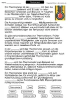 Vorschau - Arbeitsblätter - Thermometer | Lückentext | Physik | Temperatur | Messgeräte - Seite 1