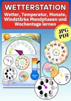 Vorschau - Arbeitsblätter - Wetterstation für Kinder – Wetter, Jahreszeiten & Mondphasen lernen | Morgenkreis & Sachunterricht - Deckblatt