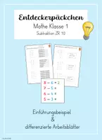 Vorschau - Arbeitsblätter - Entdeckendes Lernen im ZR 10 (Subtraktion): Rechenpäckchen mit Einführungsbeispiel und Differenzierung - Deckblatt