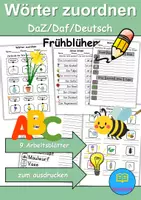 Vorschau - Arbeitsblätter - Wörter zuordnen: Frühblüher - DaZ/DaF / Deutsch (Wortschatz) - Deckblatt