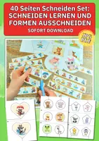 Vorschau - Arbeitsblätter - Schneiden lernen im Kindergarten – 40 Arbeitsblätter mit Linien, Formen & Tiermotiven - Deckblatt