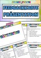 Vorschau - Fördermaterial/Inklusion - Feedbackkarte Präsentation – Rückmeldebogen Referat Schule Feedbackbogen Reflexion Präsentation - Deckblatt