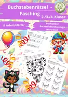 Vorschau - Arbeitsblätter - Buchstaben verbinden – Fasching & Karneval (Vorschule / 1. Klasse) - Deckblatt
