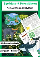 Vorschau - Arbeitsblätter - Symbiose, Parasitismus, Konkurrenz im Ökosystem - Deckblatt