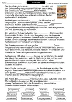 Vorschau - Arbeitsblätter - Archäologie | Lückentext | Wissenschaft | Geschichte | Methoden - Seite 1