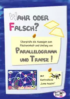 Vorschau - Arbeitsblätter - "Wahr oder falsch?" Parallelogramm und Trapez berechnen, Lösungen - Deckblatt