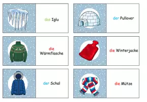 Vorschau - Spiele - Domino "Der Winter" mit Arbeitsblatt DaZ / DaF / Deutsch - Seite 3