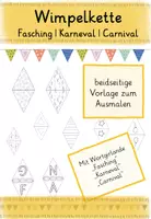 Vorschau - Mal- und Bastelvorlagen - Bastelvorlage Wimpelkette Fasching Karneval Carnival - Deckblatt