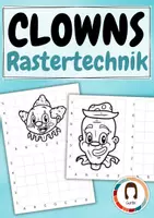 Vorschau - Mal- und Bastelvorlagen - Rastertechnik Clowns - Zeichnen lernen - Fasching, Karneval, Fasnacht - Deckblatt