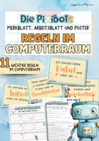 Vorschau - Arbeitsblätter - Computerraum Regeln | Die PixiBots | Arbeitsblatt, Merkblatt & Poster | Klasse 5 und 6 | 11 klare Regeln - Deckblatt