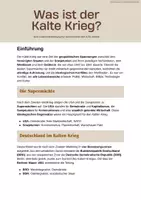 Vorschau - Arbeitsblätter - Lernkarte - Was war der Kalte Krieg ? - Deckblatt