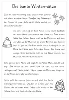 Vorschau - Arbeitsblätter - Der Winter: Lesetext "Die bunte Wintermütze" (inklusive Übungen und Lösungen) - Seite 1
