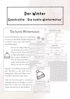 Vorschau - Arbeitsblätter - Der Winter: Lesetext "Die bunte Wintermütze" (inklusive Übungen und Lösungen) - Deckblatt