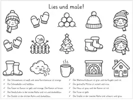 Vorschau - Arbeitsblätter - Der Winter: Lies und male - Seite 1