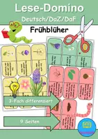 Vorschau - Spiele - Lese-Domino Frühblüher - Bastelvorlage - DaZ/DaF / Deutsch (Lesespiel) - Deckblatt