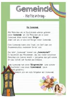 Vorschau - Merkblätter - Merkhefteintrag - Bedeutung und Organisation einer Gemeinde - Deckblatt