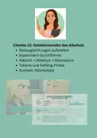 Vorschau - Arbeitsblätter - Oxidationsreihe des Alkanols (Redoxreaktionen) - Deckblatt