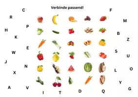 Vorschau - Arbeitsblätter - Buchstaben kennenlernen mit Obst und Gemüse - Seite 1