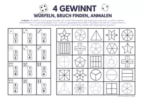 Vorschau - Arbeitsblätter - 4 in einer Reihe - Brüche zeichnen - Seite 1