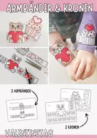 Vorschau - Mal- und Bastelvorlagen - Valentinstagsbasteln für Kinder - Armbänder & Kronen - Deckblatt