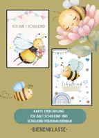 Vorschau - Mal- und Bastelvorlagen - Personalisierbare Einschulungskarte Schulkind Bienenklasse - Deckblatt