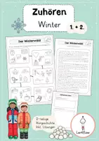 Vorschau - Spiele - Zuhören Klasse 1 + 2: Winter | Hörverstehen - Deckblatt