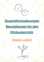 Vorschau - Lehrwerke/Schulbücher - Zeugnisformulierungen, Beurteilung Ethik Klasse 1 und 2 - Deckblatt