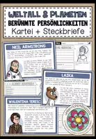 Vorschau - Arbeitsblätter - WELTALL & PLANETEN - Berühmte Persönlichkeiten (Kartei + Steckbriefe) - Deckblatt