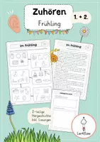 Vorschau - Arbeitsblätter - Zuhören Frühling | Hörverstehen | Kl. 1 + 2 - Deckblatt