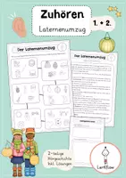 Vorschau - Arbeitsblätter - Zuhören Klasse 1 + 2: Sankt Martin | Hörverstehen - Deckblatt