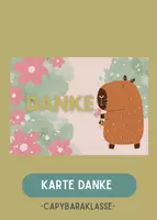 Vorschau - Mal- und Bastelvorlagen - Süße Capybara Dankeskarte – Digitale Vorlage zum Ausdrucken - Deckblatt
