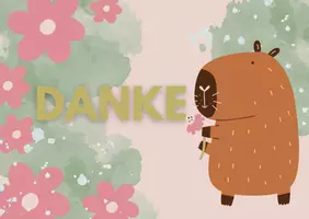 Vorschau - Mal- und Bastelvorlagen - Süße Capybara Dankeskarte – Digitale Vorlage zum Ausdrucken - Seite 2