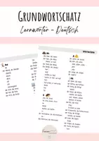 Vorschau - Arbeitsblätter - Wörterliste Grundwortschatz - Lernwörter - Deckblatt