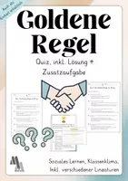 Vorschau - Arbeitsblätter - Goldene Regel: Quiz inkl. Lösung + Vorlage für eigene Ideen - Deckblatt