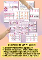 Vorschau - Arbeitsblätter - Zahlen lernen 1–10 – Prinzessinnen-Spieltafel mit Mengen, Zehnerfeld & Kontrollkarten - Seite 2